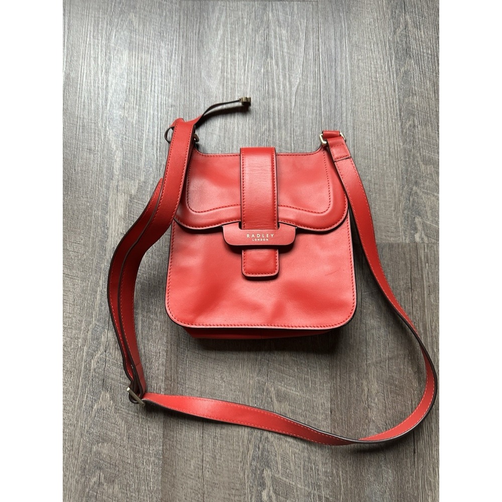 Radley London Devenport Mews Tomato Red Leather Crossbody -‎ ! GUC $174 MSRP
